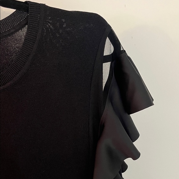 Black silky Ruffle Sleeve Dress - Picture 2 of 11